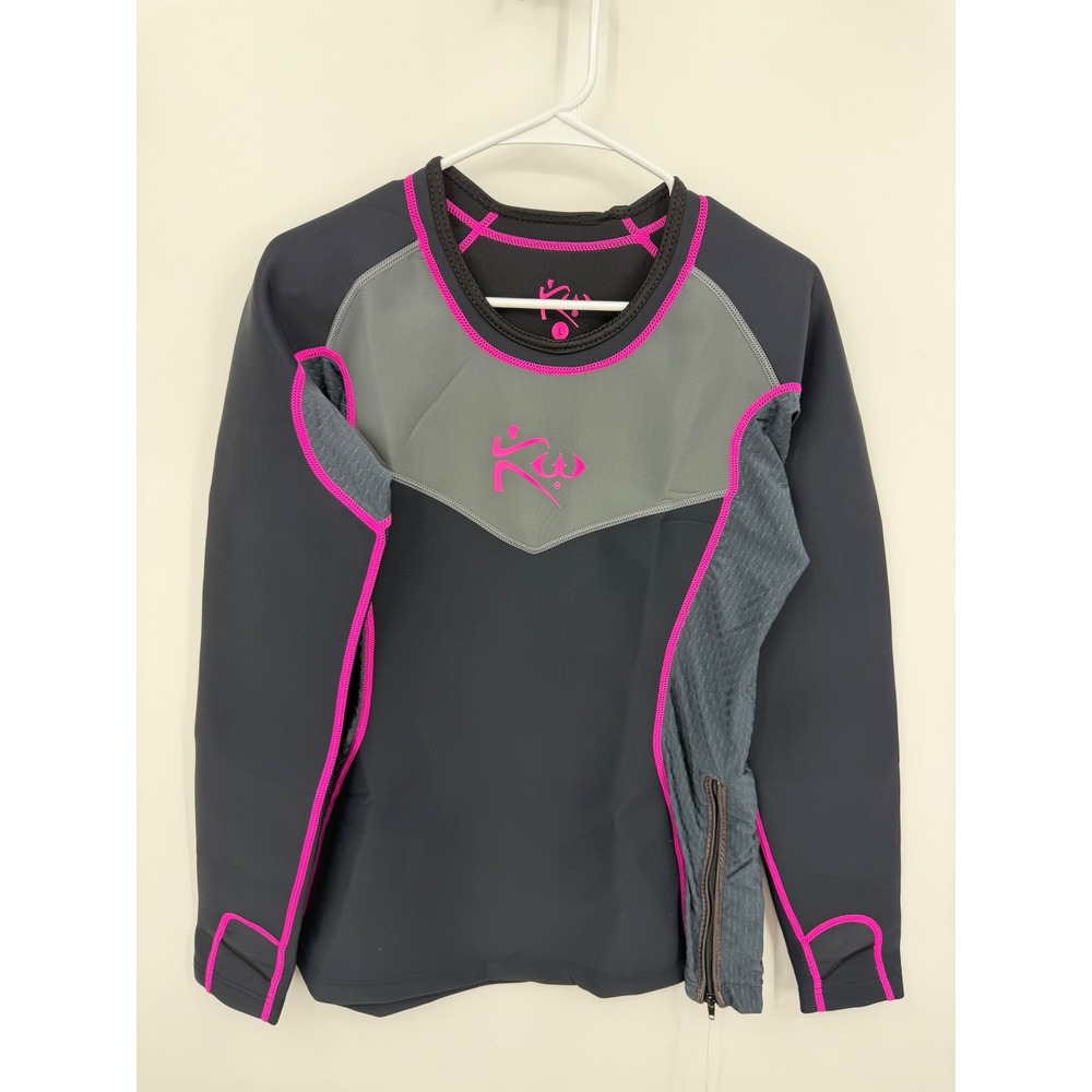 Kutting Weight Sauna Shirt Women Large Black Pink Heat Generating Sweat Top NWT - Picture 2 of 9